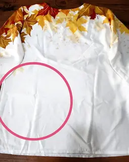 شومیز آستین واشری ریزشی سفید طرح برگهای پاییزی پارمیدا سایز-4-تخفیفی