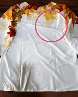 شومیز آستین واشری ریزشی سفید طرح برگهای پاییزی پارمیدا سایز-6-تخفیفی