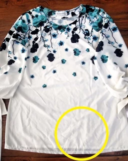 شومیز آستین واشری سفید شیری طرح شکوفه باران سبز سایز-2-تخفیفی