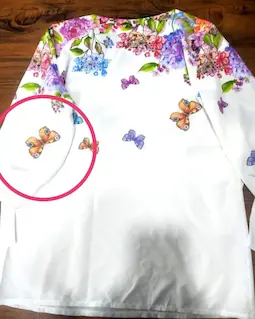 شومیز آستین واشری ریزشی سفید طرح گل و پروانه طراوت سایز-2-تخفیفی