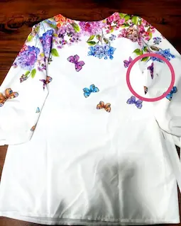 شومیز آستین واشری ریزشی سفید طرح گل و پروانه طراوت سایز-2-تخفیفی