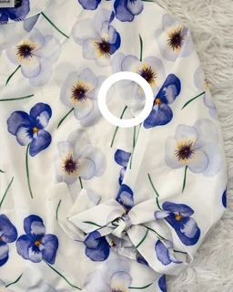 شومیز آستین واشری سفید طرح گلهای بنفشه ماتیسا سایز-2-تخفیفی