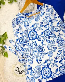 شومیز آستین واشری سفید کاربنی طرح گل رز سوفیا