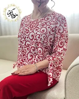 شومیز آستین واشری قلب کاغذی قرمز