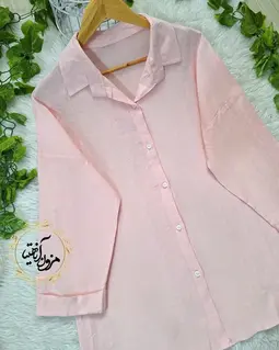 شومیز آستین پاگن دار صورتی طرح بیسیک شمیرا
