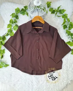 شومیز آستین پاگن دار طرح باکسی ماهین