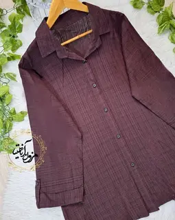 شومیز آستین پاگن دار قهوه ای تیره طرح بیسیک شمیرا