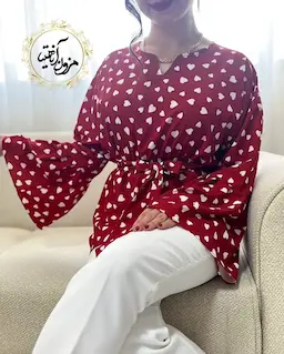 شومیز آستین کلوش آلبالویی طرح قلبی رامونا