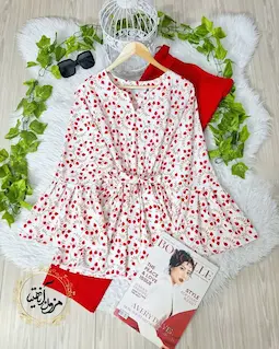 شومیز آستین کلوش سفید طرح انار ریز شاخه طلایی نارمک