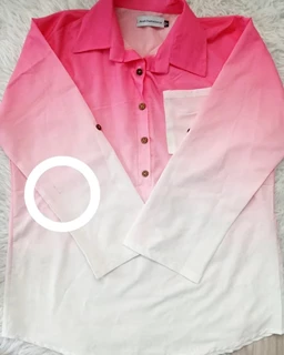 شومیز جلو بسته صورتی سفید طرح ایتالیایی سایز-4-تخفیفی