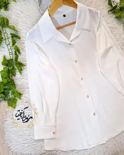 شومیز جلو دکمه الیزه سفید طرح ریحان