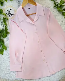 شومیز جلو دکمه الیزه صورتی طرح ریحان