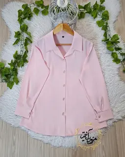 شومیز جلو دکمه الیزه صورتی طرح ریحان