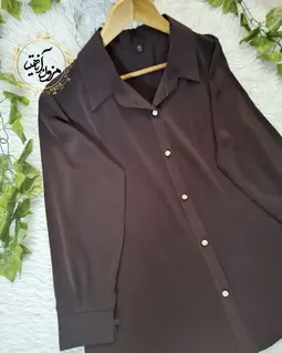 شومیز جلو دکمه الیزه قهوه ای طرح ریحان