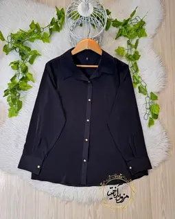 شومیز جلو دکمه الیزه مشکی طرح ریحان