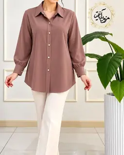 شومیز جلو دکمه الیزه موکایی طرح ریحان