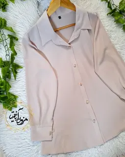 شومیز جلو دکمه الیزه نسکافه ای روشن طرح ریحان