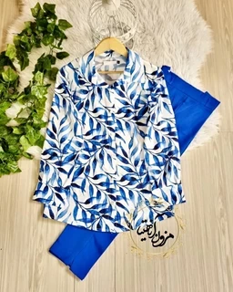 شومیز جلو دکمه سفید طرح برگستان کاربنی