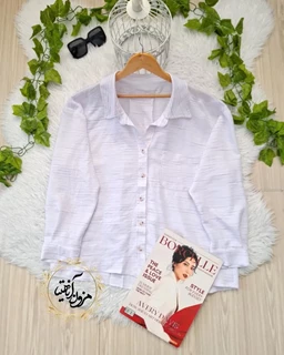 شومیز جلو دکمه تک جیب سفید طرح ستایش