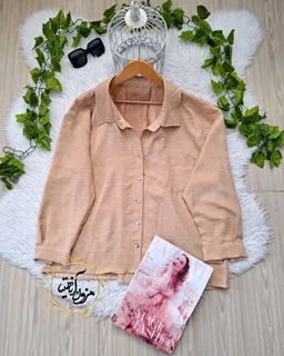 شومیز جلو دکمه تک جیب نسکافه ای طرح ستایش