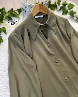 شومیز جلو دکمه سبز سدری طرح دو یقه