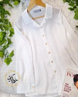 شومیز جلو دکمه سفید طرح نگین دار تونا