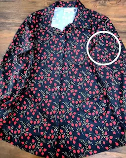 شومیز جلو دکمه مشکی طرح انار شاخه طلایی ریز ماهک سایز-3-تخفیفی