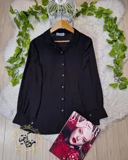 شومیز جلو دکمه مشکی طرح نگین دار تونا