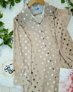 شومیز جلو دکمه نسکافه ای طرح ستاره هایده