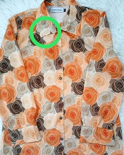 شومیز جلو دکمه کاراملی دارچینی طرح رز سایز-3-تخفیفی