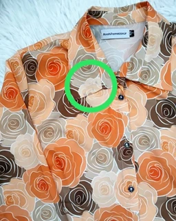 شومیز جلو دکمه کاراملی دارچینی طرح رز سایز-3-تخفیفی