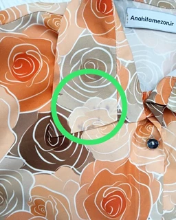 شومیز جلو دکمه کاراملی دارچینی طرح رز سایز-3-تخفیفی