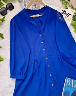 شومیز جلو دکمه کاربنی طرح پایین چین گلناز