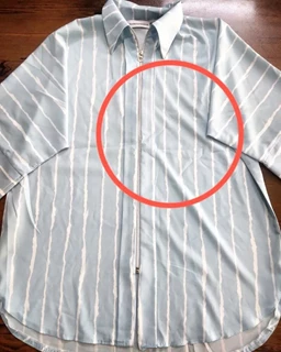 شومیز جلو زیپ دار آبی پاستیلی طرح راه راه سفید مستانه سایز-1-تخفیفی