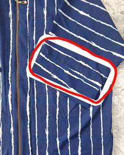 شومیز جلو زیپ دار سرمه ای طرح راه راه سفید مستانه سایز-1-تخفیفی