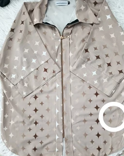 شومیز جلو زیپ دار نسکافه ای طرح ستاره سایز-2-تخفیفی