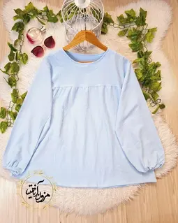 شومیز جلو چین آبی پاستیلی طرح عروسکی 