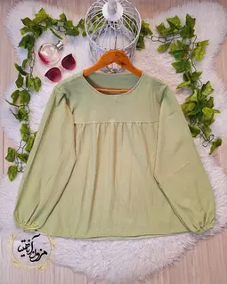 شومیز جلو چین سبز سدری طرح عروسکی 