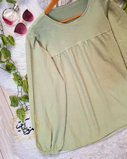 شومیز جلو چین سبز سدری طرح عروسکی 