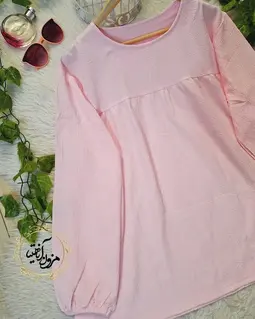 شومیز جلو چین صورتی طرح عروسکی 