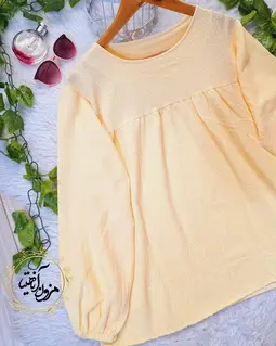 شومیز جلو چین لیمویی طرح عروسکی 