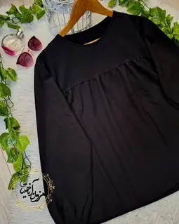 شومیز جلو چین مشکی طرح عروسکی 