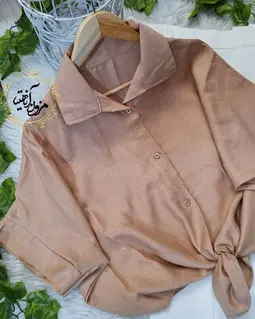 شومیز جلو گره ای نسکافه ای طرح نگینی