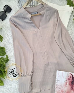 شومیز مجلسی خاکی طرح ساتن آرمانی جدید