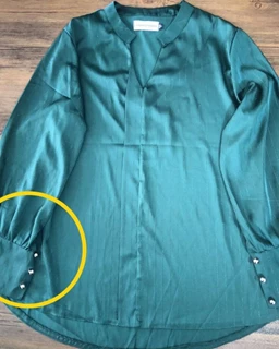 شومیز مجلسی سبز تیره طرح ساتن آرمانی جدید سایز-5-تخفیفی