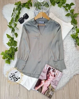 شومیز مجلسی سبز سدری طرح ساتن آرمانی جدید سایز-4-تخفیفی