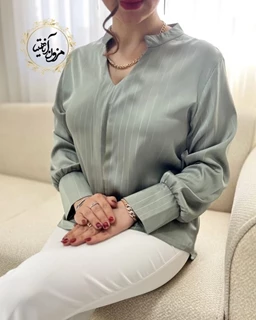 شومیز مجلسی سبز سدری طرح ساتن آرمانی جدید