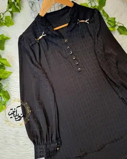 شومیز مجلسی مشکی طرح راه راه ژولیا
