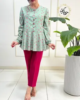 شومیز مجلسی پایین کلوش سبز طرح گیلدا