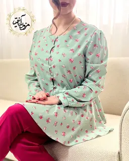 شومیز مجلسی پایین کلوش سبز طرح گیلدا